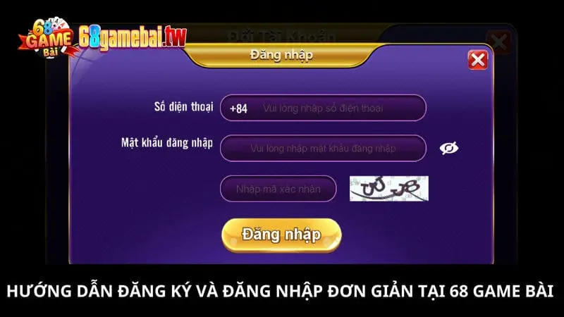 đăng nhập vào 68 Ggame bài