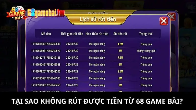 không rút tiền từ 68gamebai