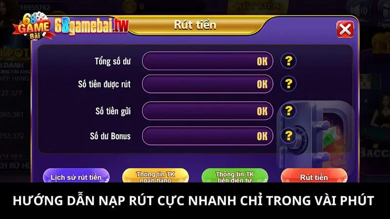 nạp rút cực nhanh chóng chỉ trong vài phút